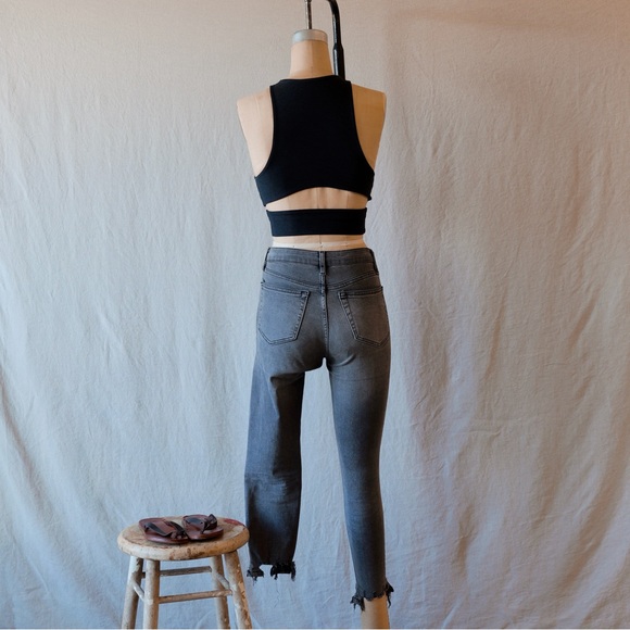 Nordstrom Topshop JAMIE Raw Hem Distressed Gray Skinny Jeans SZ 26 - Picture 6 of 10